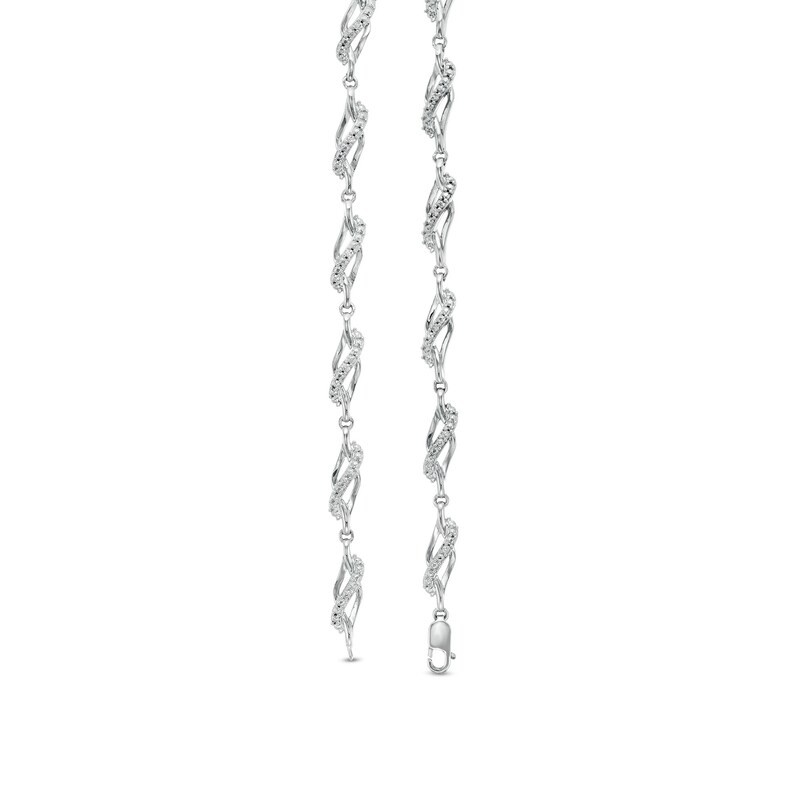 Main Image 2 of 1/20 CT. T.W. Diamond Flame Link Bracelet in Sterling Silver