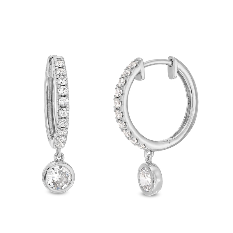 Main Image 1 of 1 CT. T.W. Certified Lab-Grown Diamond Dangle Hoop Earrings in Sterling Silver (I/SI2)