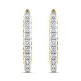 1/2 CT. T.W. Diamond Graduated Oval Hoop Earrings in 10K Gold