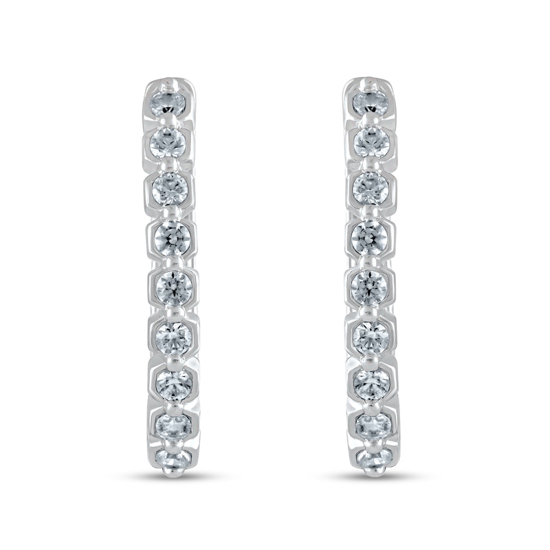 Main Image 1 of 3/8 CT. T.W. Diamond Geometric Hoop Earrings in 10K White Gold