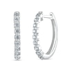 Thumbnail Image 3 of 3/8 CT. T.W. Diamond Geometric Hoop Earrings in 10K White Gold