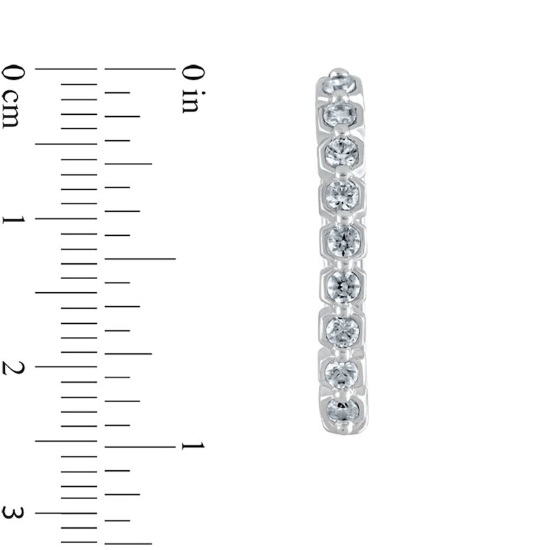 Main Image 4 of 3/8 CT. T.W. Diamond Geometric Hoop Earrings in 10K White Gold