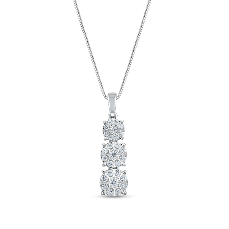 Main Image 1 of 1/2 CT. T.W. Multi-Diamond Graduated Three Stone Pendant in 10K White Gold
