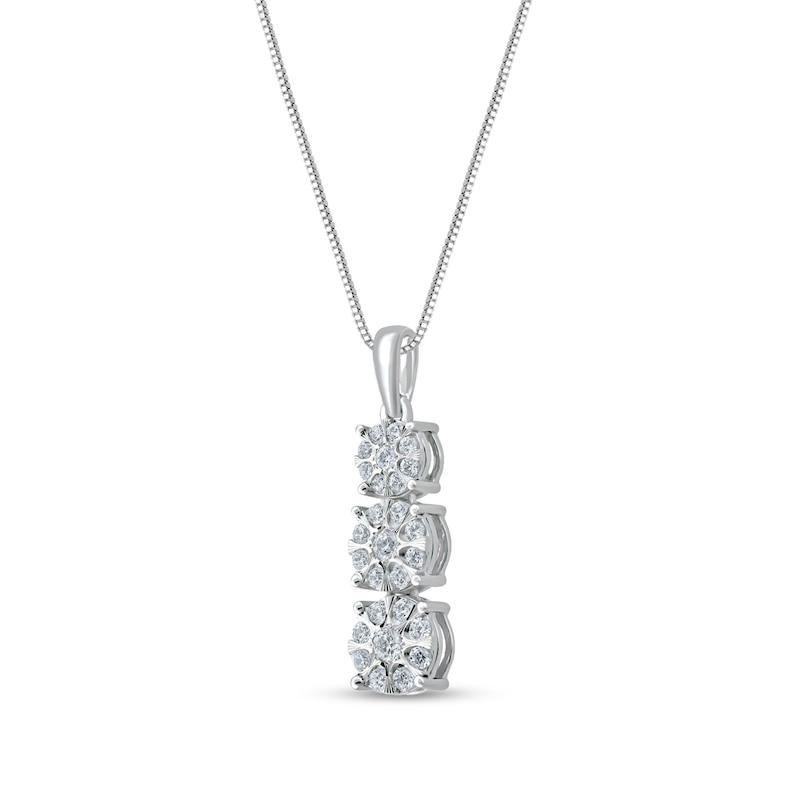 Main Image 2 of 1/2 CT. T.W. Multi-Diamond Graduated Three Stone Pendant in 10K White Gold