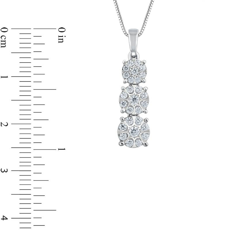 Main Image 3 of 1/2 CT. T.W. Multi-Diamond Graduated Three Stone Pendant in 10K White Gold