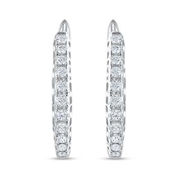 1/2 CT. T.W. Diamond Hoop Earrings in 10K White Gold