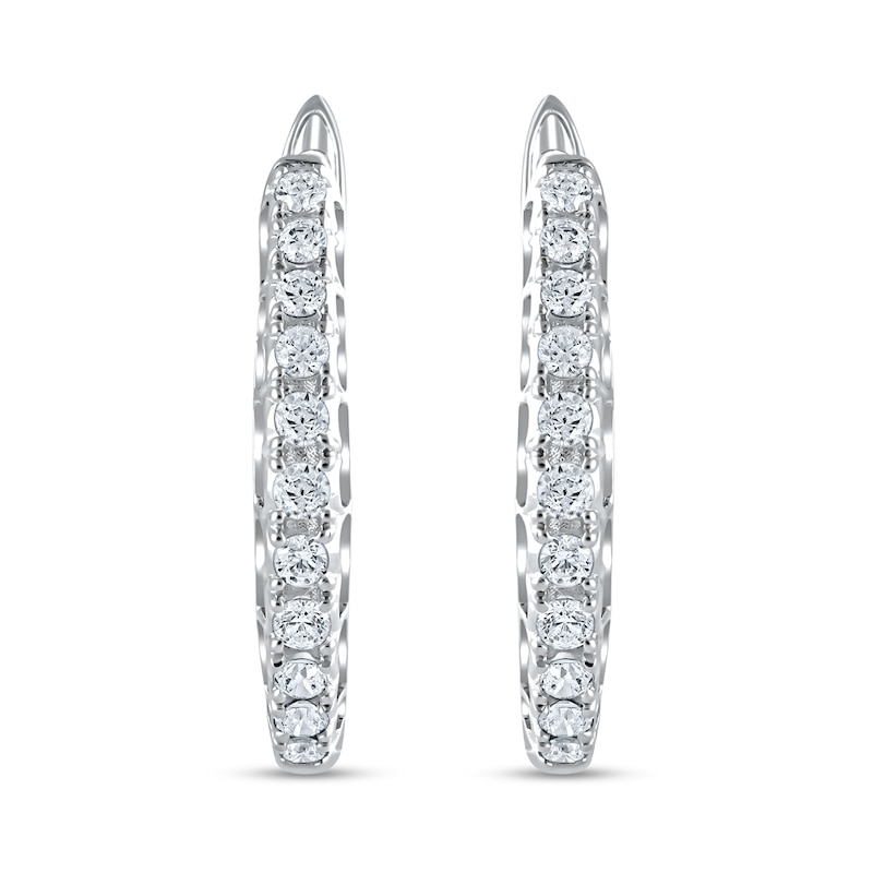 Main Image 1 of 1/2 CT. T.W. Diamond Hoop Earrings in 10K White Gold