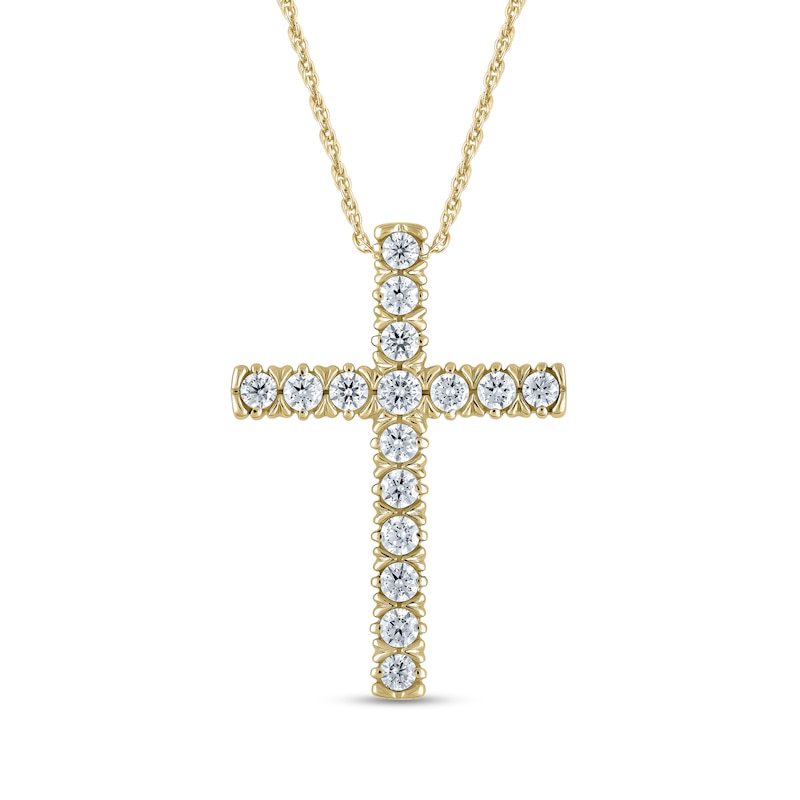 Main Image 1 of 1/4 CT. T.W. Diamond Cross Pendant in 10K Gold