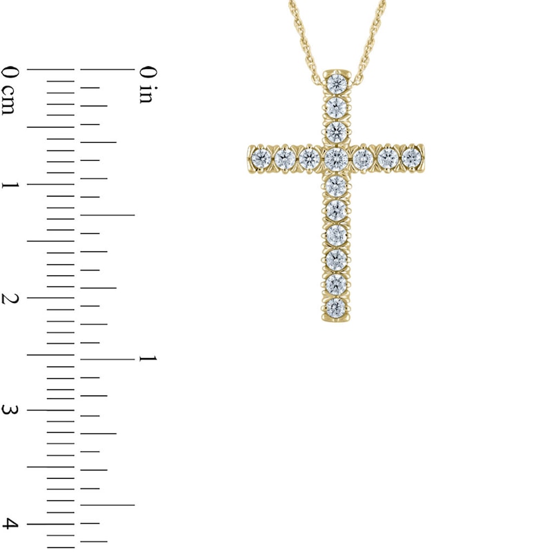 Main Image 3 of 1/4 CT. T.W. Diamond Cross Pendant in 10K Gold