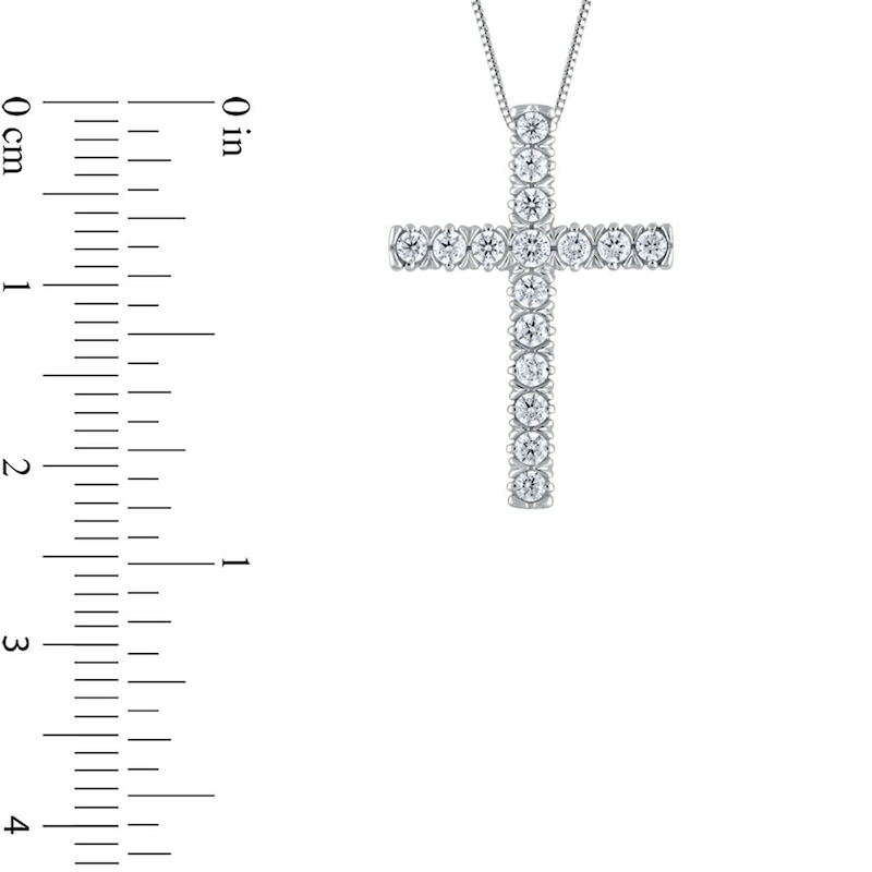 Main Image 3 of 1/4 CT. T.W. Diamond Cross Pendant in 10K White Gold