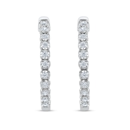 1/2 CT. T.W. Diamond Miracle Hoop Earrings in 10K White Gold