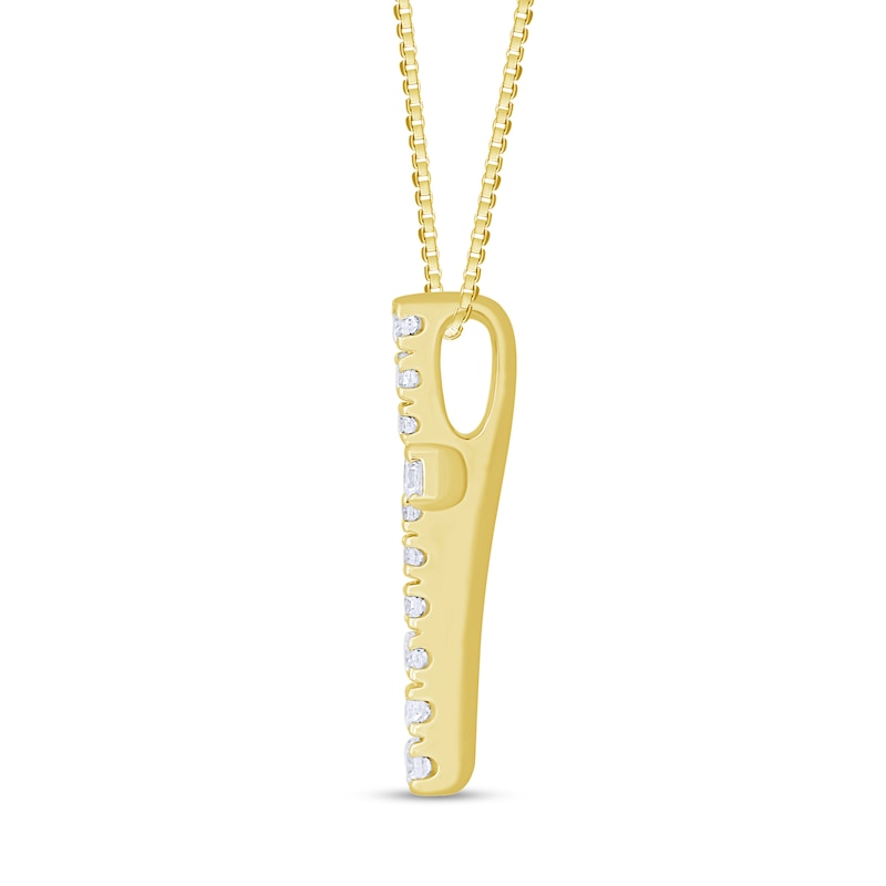 Main Image 2 of 1/6 CT. T.W. Diamond Flared Cross Pendant in 10K Gold
