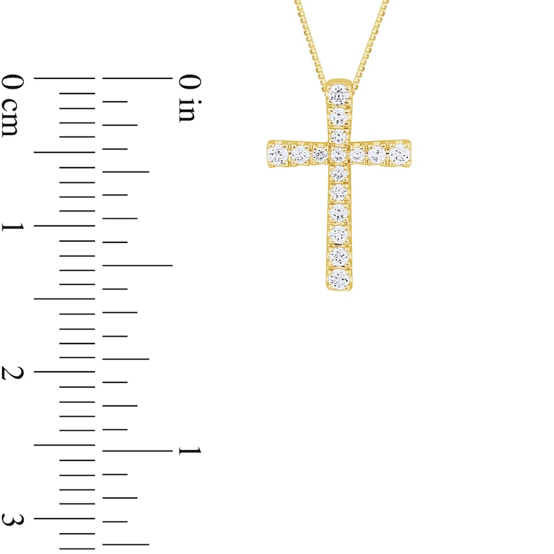 Main Image 3 of 1/6 CT. T.W. Diamond Flared Cross Pendant in 10K Gold
