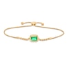 Thumbnail Image 1 of Sideways Emerald-Cut Lab-Created Emerald Bezel-Set Solitaire Cuban Curb Chain Bolo Bracelet in 10K Gold - 8.5"