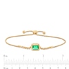 Thumbnail Image 3 of Sideways Emerald-Cut Lab-Created Emerald Bezel-Set Solitaire Cuban Curb Chain Bolo Bracelet in 10K Gold - 8.5"