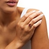 Thumbnail Image 2 of Pear-Shaped Lab-Created Ruby Solitaire Cuban Curb Chain Shank Ring in 10K Gold