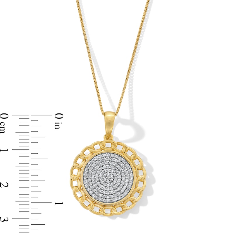 Main Image 3 of 1/2 CT. T.W. Multi-Diamond Chain Link Frame Pendant in 10K Gold - 22”