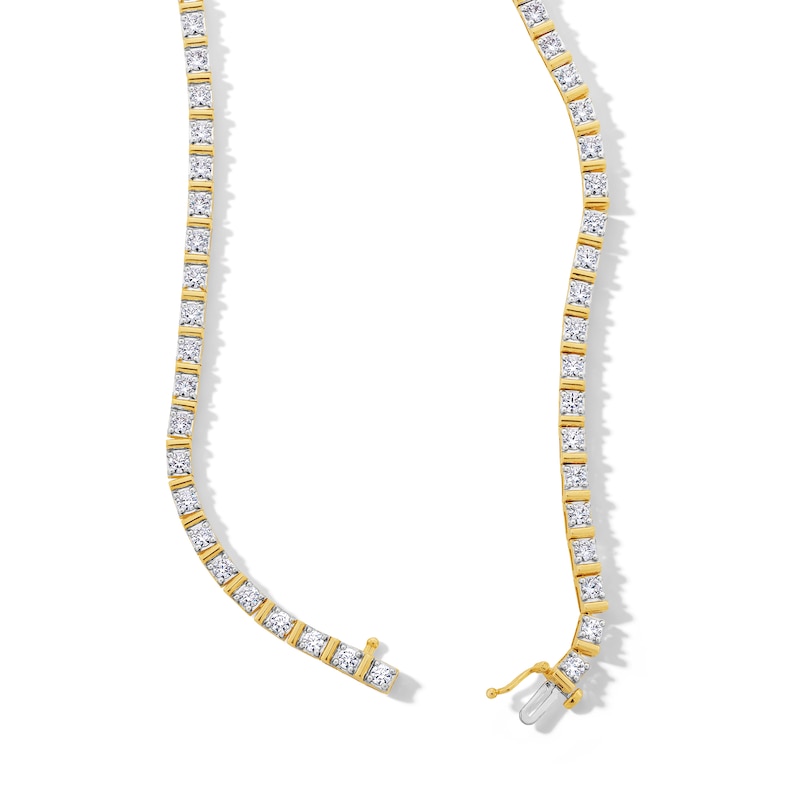 Main Image 3 of 10 CT. T.W. Certified Lab-Grown Diamond Tennis Necklace in 10K Gold (F/SI2) - 20”