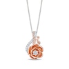 Thumbnail Image 1 of Enchanted Disney Belle Certified Lab-Grown Diamond Rose Vine Pendant in Sterling Silver and 14K Rose Gold Plate - 19”