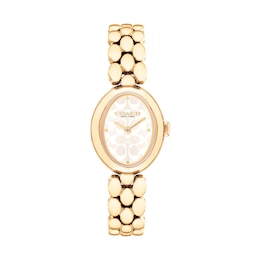 Ladies’ Coach Sammy Gold-Tone IP Watch with Oval White Dial (Model: 14504417)