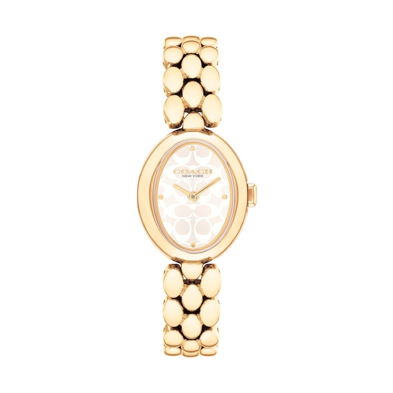 Ladies’ Coach Sammy Gold-Tone IP Watch with Oval White Dial (Model: 14504417)