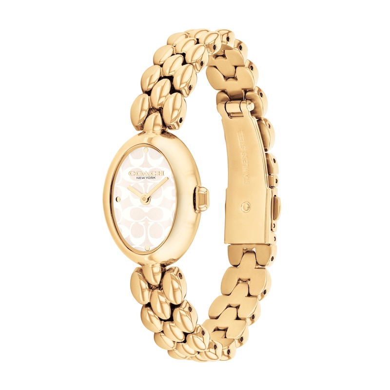 Main Image 2 of Ladies’ Coach Sammy Gold-Tone IP Watch with Oval White Dial (Model: 14504417)