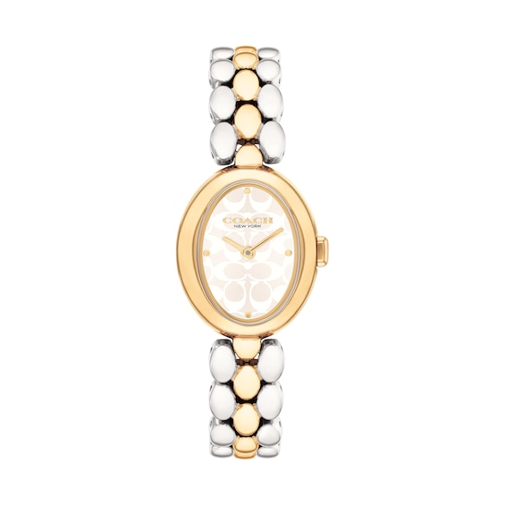 Ladies&acirc; Coach Sammy Two-Tone IP Watch with Oval White Dial (Model: 14504419)