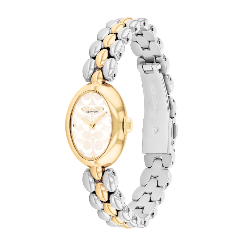 Main Image 2 of Ladies’ Coach Sammy Two-Tone IP Watch with Oval White Dial (Model: 14504419)