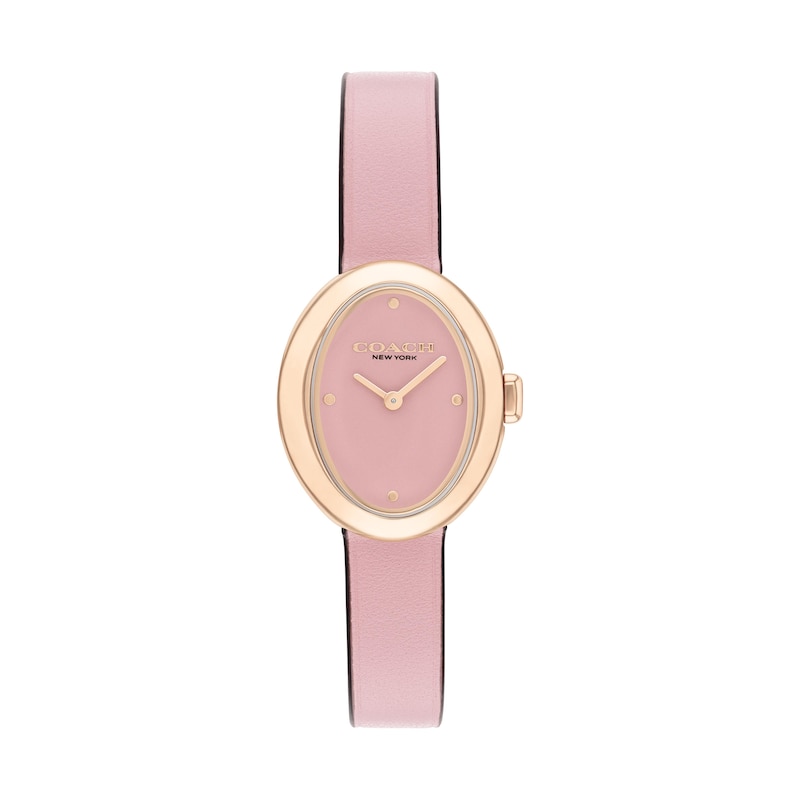 Main Image 1 of Ladies’ Coach Sammy Rose-Tone IP Pink Leather Strap Watch with Oval Pink Dial (Model: 14504423)
