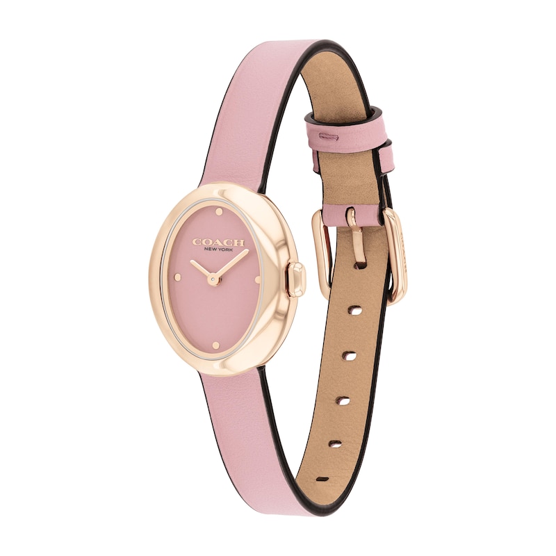 Main Image 2 of Ladies’ Coach Sammy Rose-Tone IP Pink Leather Strap Watch with Oval Pink Dial (Model: 14504423)