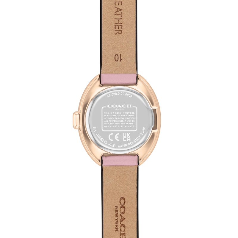 Main Image 3 of Ladies’ Coach Sammy Rose-Tone IP Pink Leather Strap Watch with Oval Pink Dial (Model: 14504423)