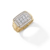 Thumbnail Image 3 of 1-1/2 CT. T.W. Rectangle Multi-Diamond Ribbed Shank Ring in 10K Two-Tone Gold