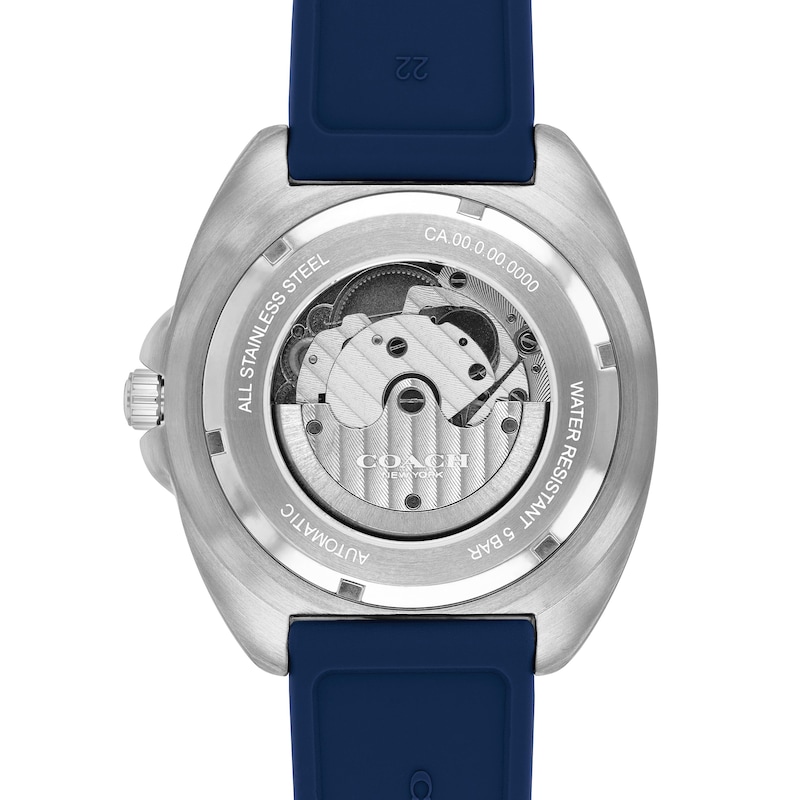 Main Image 3 of Men's Coach Charter Blue Silicone Strap Automatic Watch with Navy Blue Dial (Model: 14602714)