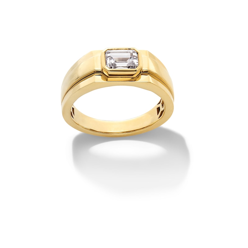 Main Image 1 of 1 CT. Emerald-Cut Certified Lab-Grown Diamond Solitaire Bezel-Set Ring in 10K Gold (F/SI2)