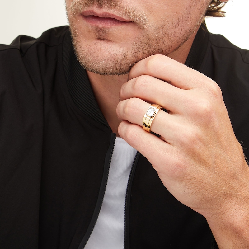 Main Image 2 of 1 CT. Emerald-Cut Certified Lab-Grown Diamond Solitaire Bezel-Set Ring in 10K Gold (F/SI2)