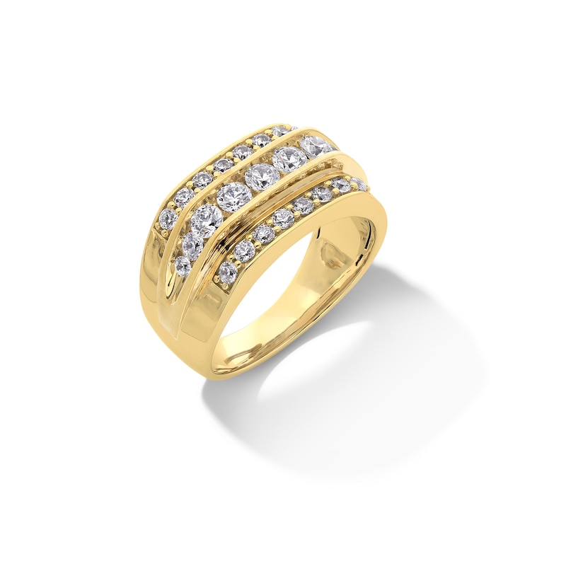 Main Image 3 of 1-1/2 CT. T.W. Certified Lab-Grown Diamond Triple Row Ring in 10K Gold (F/SI2)