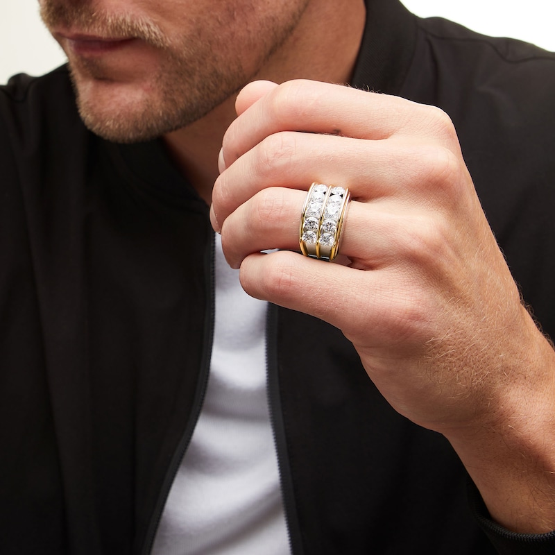Main Image 2 of 4-1/5 CT. T.W. Certified Lab-Grown Diamond Double Row Ring in 10K Gold (F/SI2)