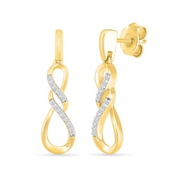 1/20 CT. T.W. Diamond Infinity Twist Drop Earrings in 10K Gold