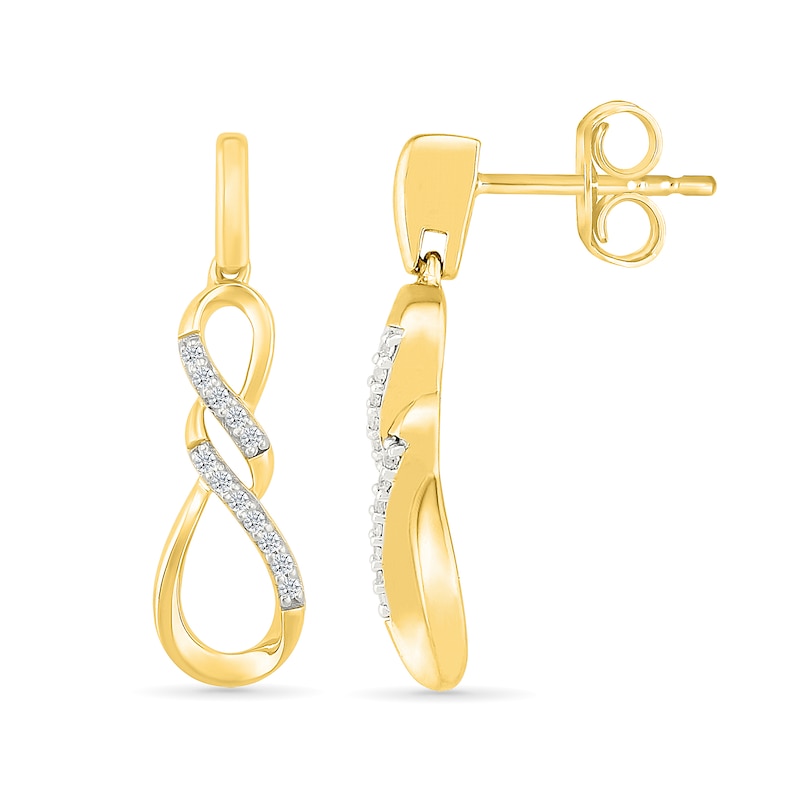 Main Image 2 of 1/20 CT. T.W. Diamond Infinity Twist Drop Earrings in 10K Gold