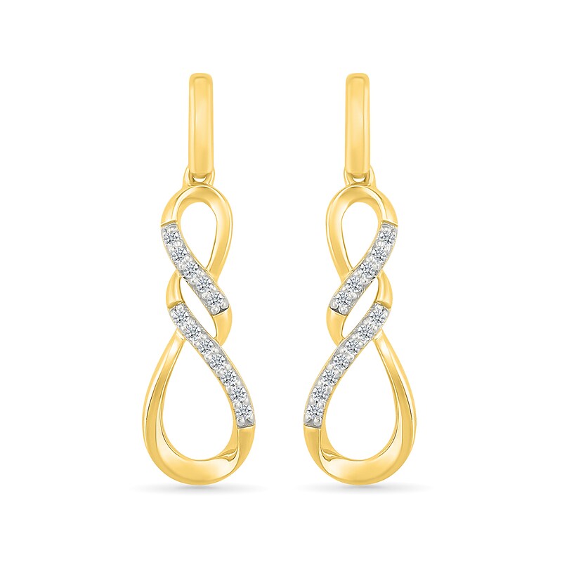 Main Image 3 of 1/20 CT. T.W. Diamond Infinity Twist Drop Earrings in 10K Gold