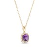 Thumbnail Image 2 of 6.0mm Cushion-Cut Amethyst and White Lab-Created Sapphire Frame Pendant in Sterling Silver with 14K Gold Plate