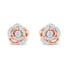 Thumbnail Image 1 of Enchanted Disney Belle Certified Lab-Grown Diamond Rose Stud Earrings in Sterling Silver with 14K Rose Gold Plate