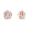 Thumbnail Image 2 of Enchanted Disney Belle Certified Lab-Grown Diamond Rose Stud Earrings in Sterling Silver with 14K Rose Gold Plate