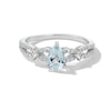 Thumbnail Image 2 of Pear-Shaped Aquamarine and White Lab-Created Sapphire Loop Shank Ring in Sterling Silver