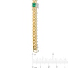 Thumbnail Image 3 of 5.0mm Princess-Cut Lab-Created Emerald Station Cuban Curb Chain Bracelet in Sterling Silver with 18K Gold Plate - 7.25"
