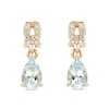 Thumbnail Image 2 of Pear-Shaped Aquamarine and White Lab-Created Sapphire Loop Drop Earrings in Sterling Silver with 14K Gold Plate