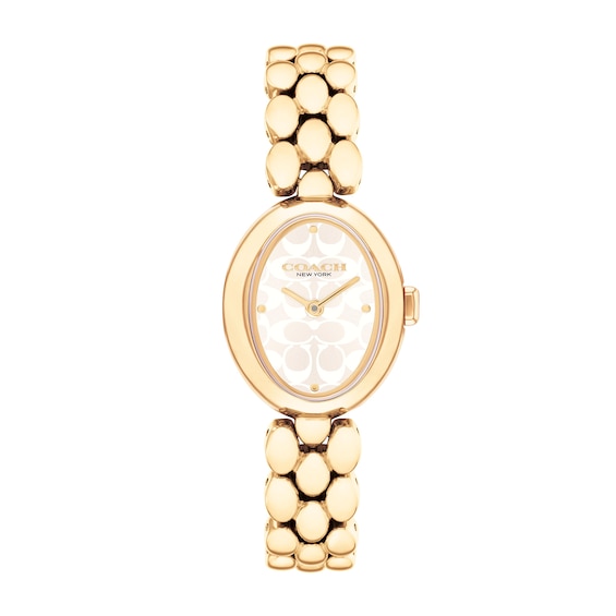 Ladies' Coach Sammy Gold-Tone IP Watch with Oval White Dial (Model: 14504417)