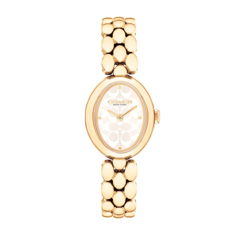 Main Image 1 of Ladies' Coach Sammy Gold-Tone IP Watch with Oval White Dial (Model: 14504417)