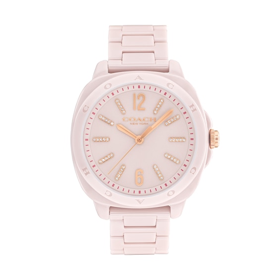 Ladies' Coach Kitt Crystal Accent Pink Ceramic Watch with Pink Dial (Model: 14504408)
