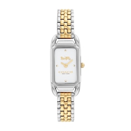 Ladies' Coach Cadie Two-Tone IP Watch with Rectangular White Dial (Model: 14504172)